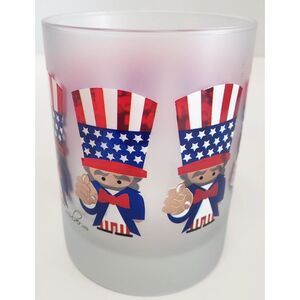 Culver Ltd Drinking Glass Uncle Sam President Patriotic Frosted Red, White &Blue